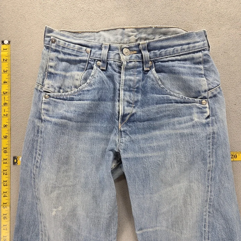 VTG Levis Engineered Jeans Mens Blue Twisted Button Fly Altered Hem Fits 28x30